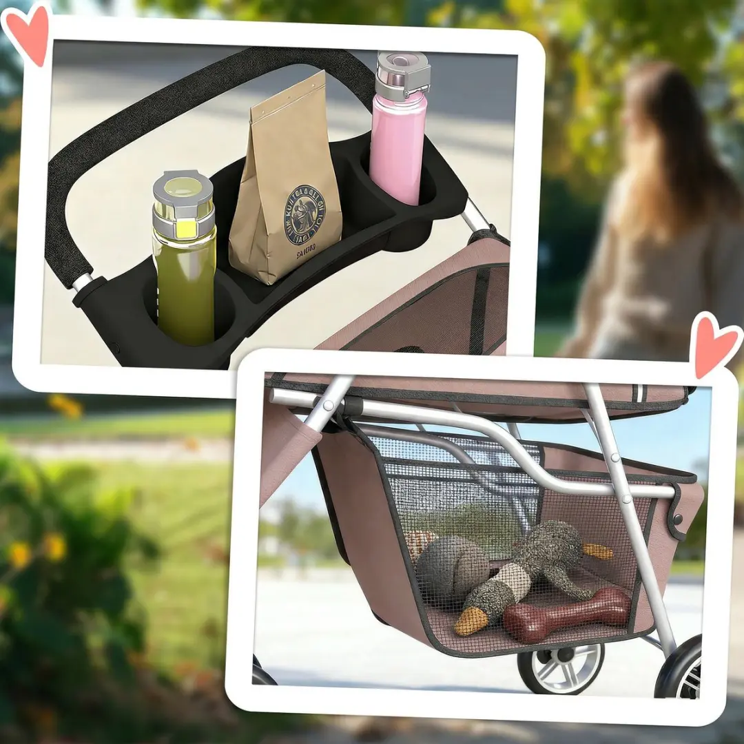 Pawhut Hondenwagen - Staalframe Oxfordstof 77x44x102cm - Koffie
