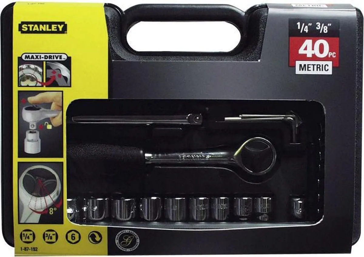 Stanley 1/4" & 3/8" Dopsleutelset 40-delig - Geel