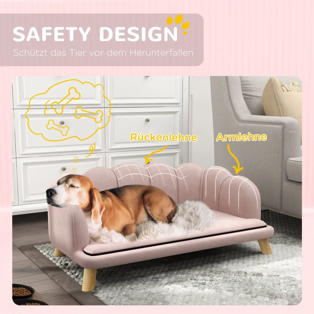 Pawhut Hundesofa M - Wasbaar - 25kg - Rosa