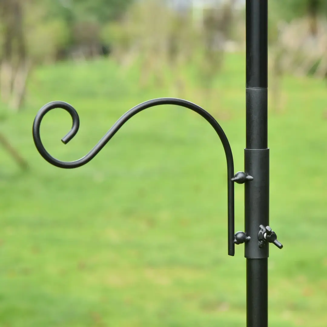 Pawhut Vogelvoederstation 208cm - 4 Haken - Staal - Zwart