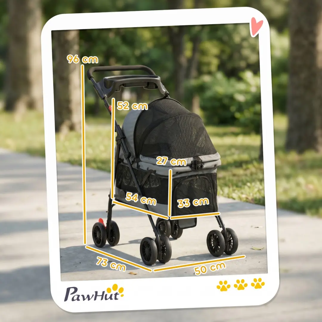 Pawhut Hondendraagwagen - 73x50x96cm - Grijs