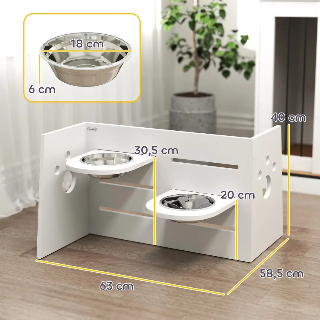 Pawhut Hondenbak MDF Staal 63L x 58,5B x 40H cm - Wit
