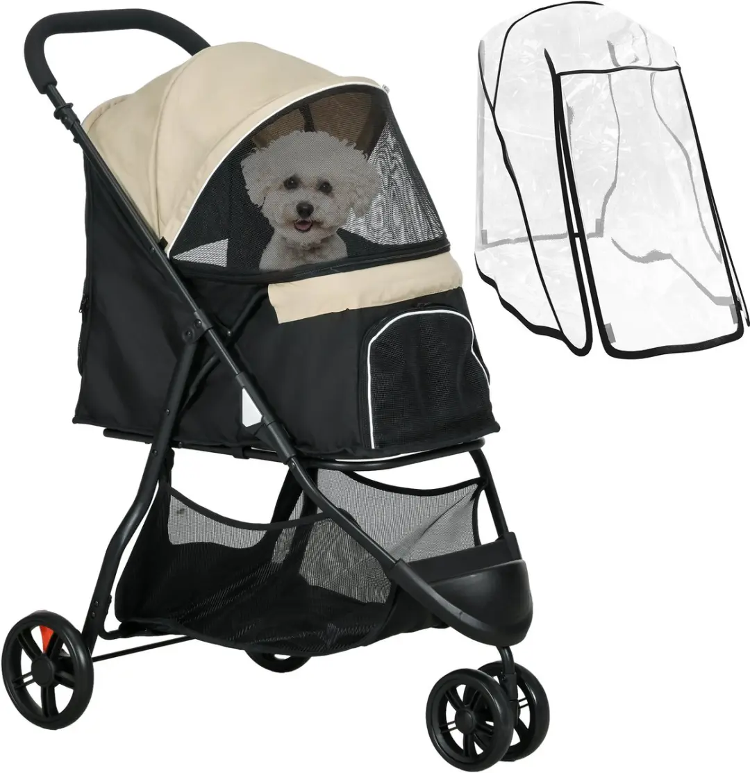 Pawhut 2-in-1 Hondenbuggy Khaki