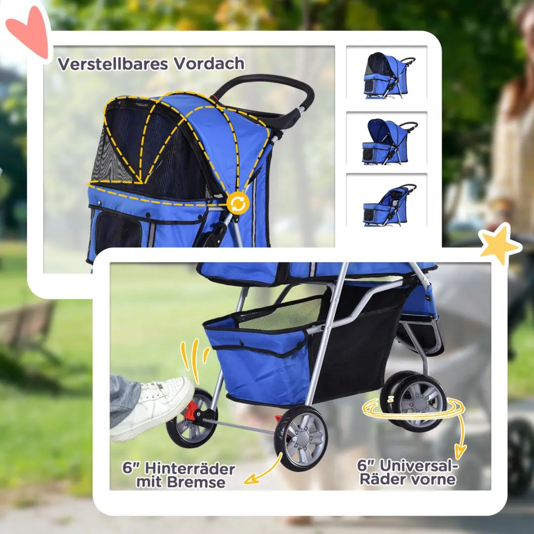 Pawhut Hondenwagen D00-041 - Blauw