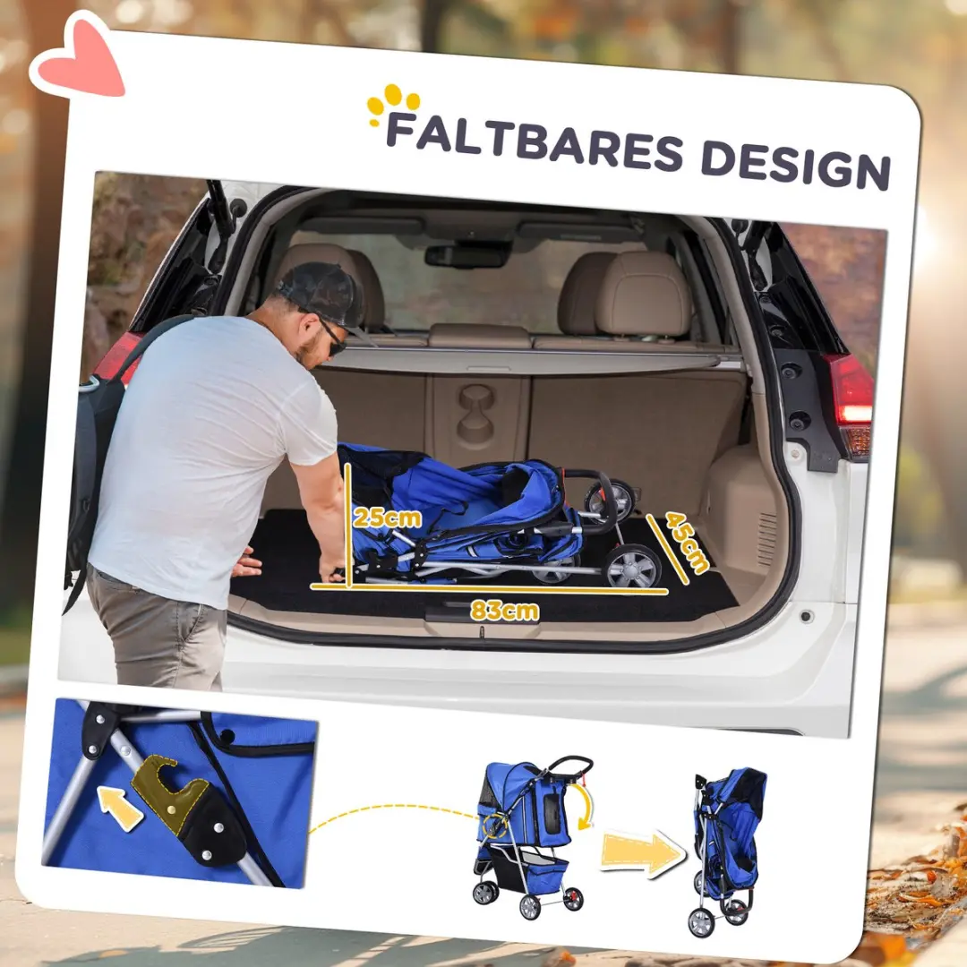 Pawhut Hondenwagen D00-041 - Blauw