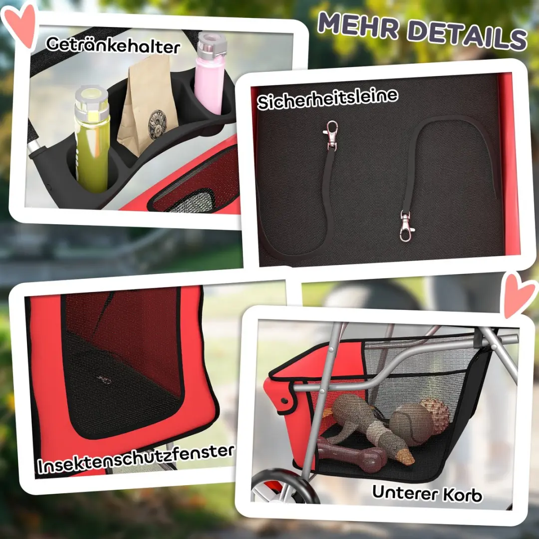Pawhut Huisdierenwagen - 77L x 44B x 102H cm - Rood