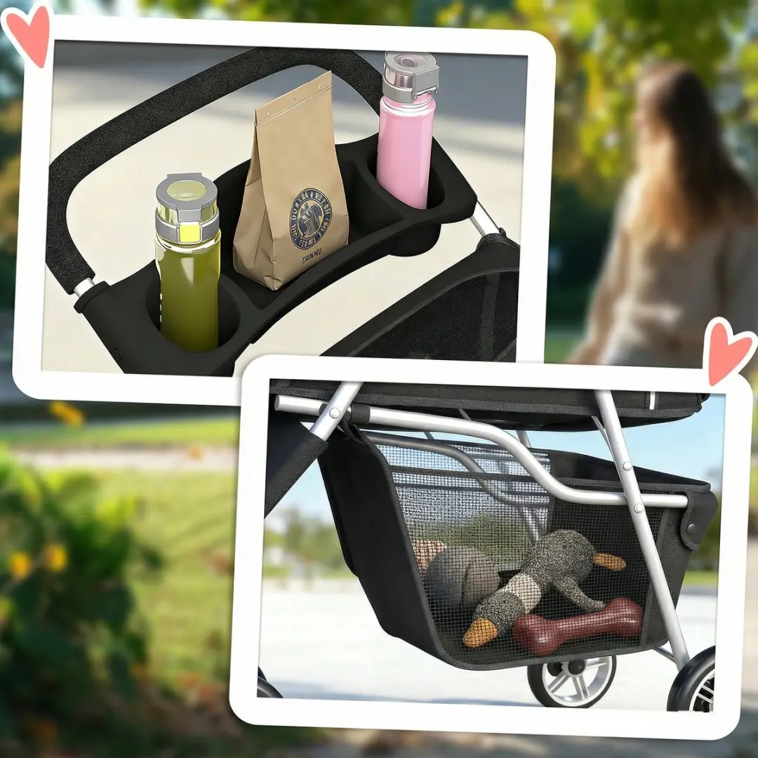Pawhut Huisdierbuggy - 77x44x102cm - Zwart