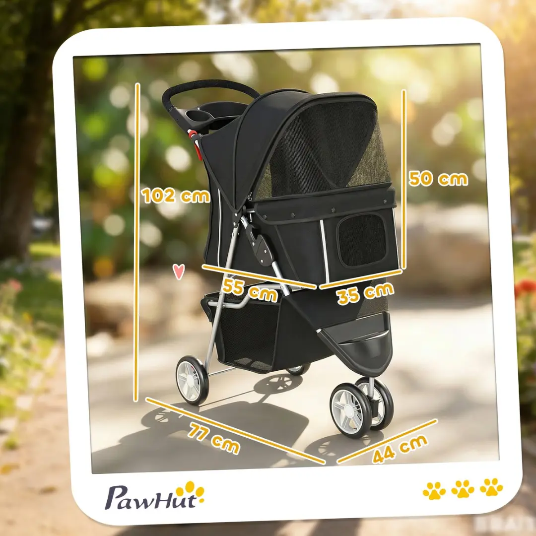 Pawhut Huisdierbuggy - 77x44x102cm - Zwart