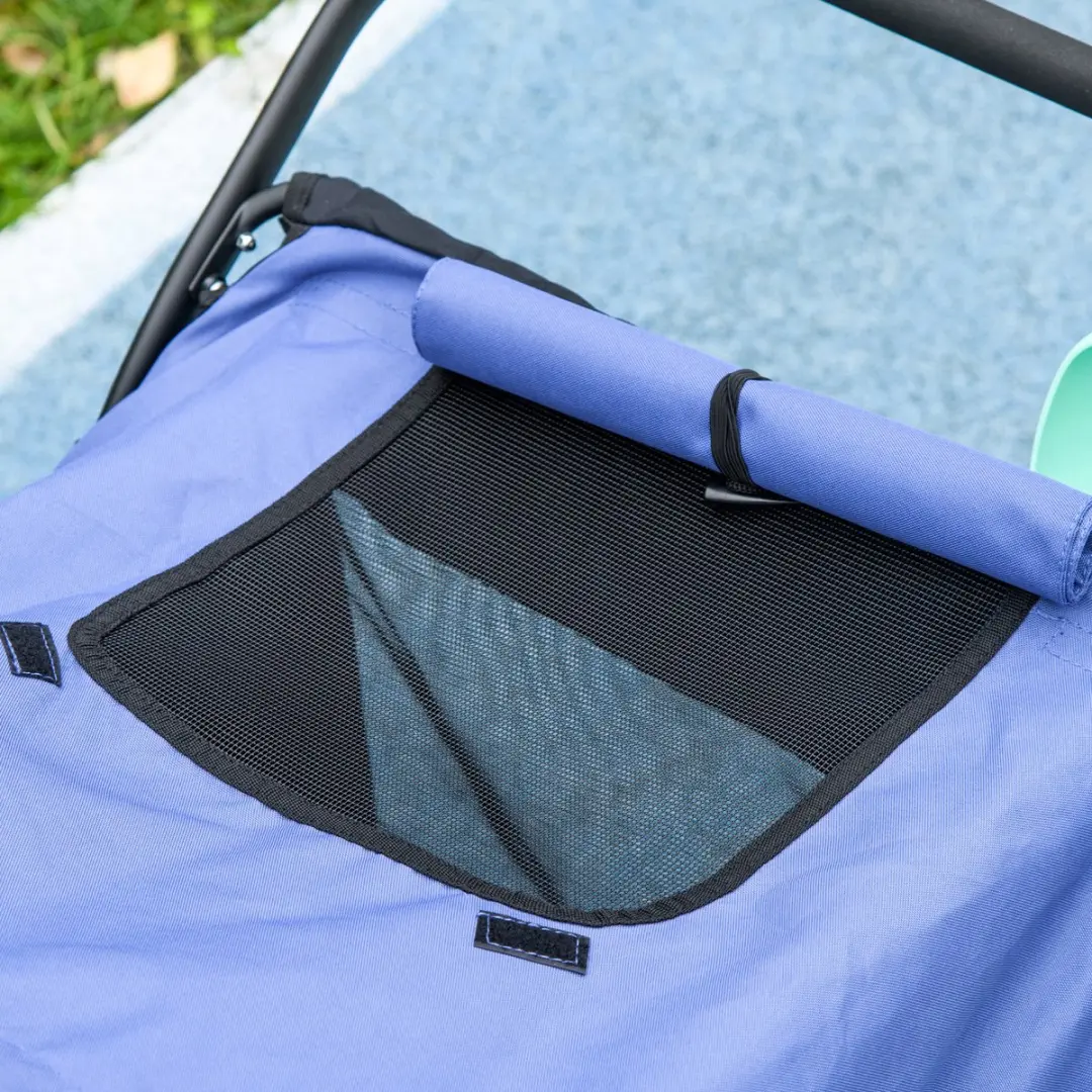 Pawhut Hundewagen Blau - 30kg - Klapbaar met netvensters
