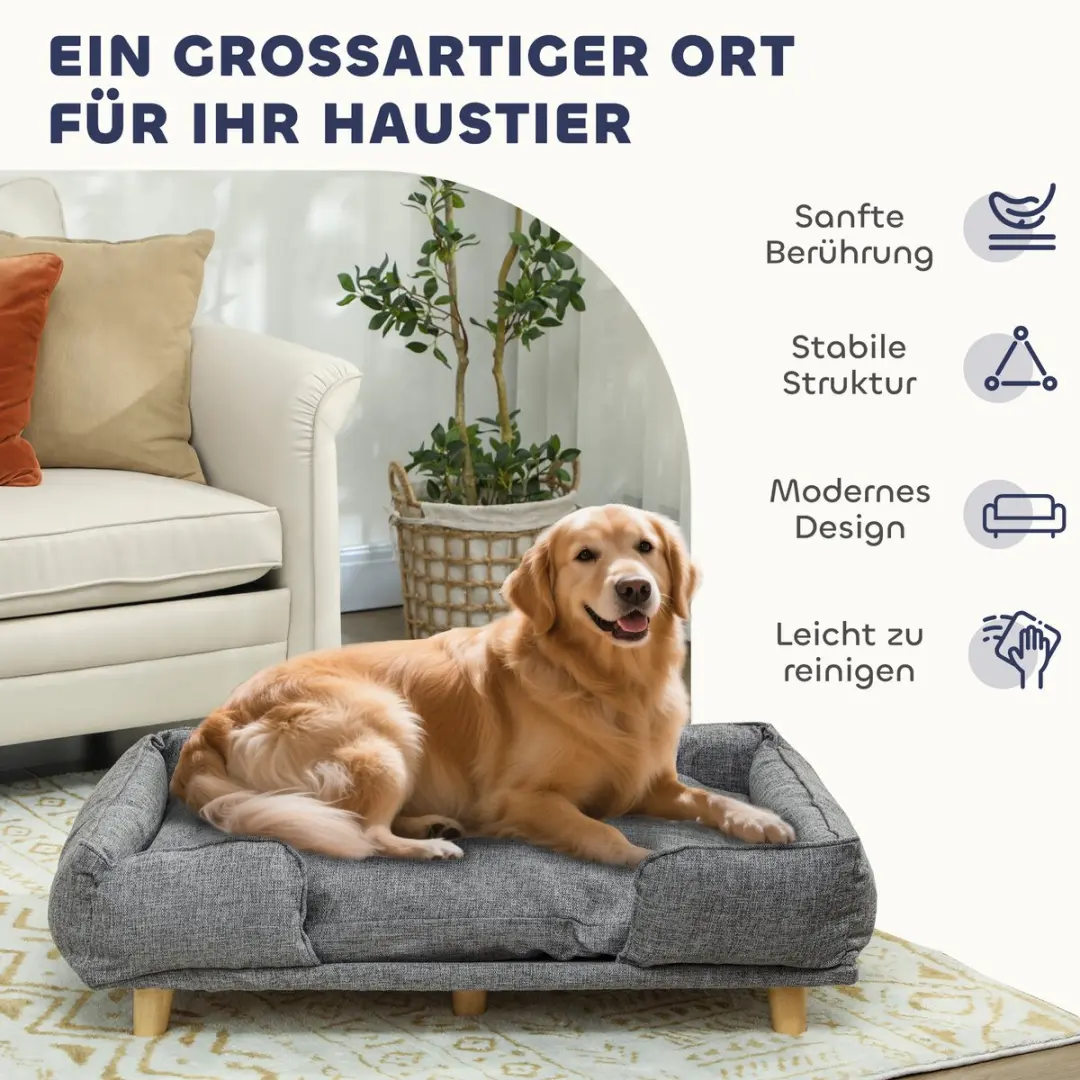 Pawhut Huisdierenbank Donkergrijs - 96x66x24cm