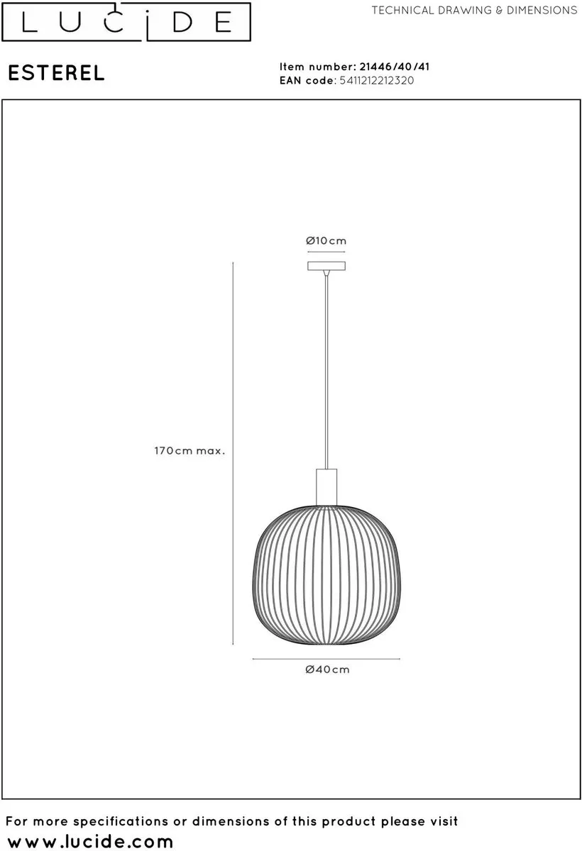 Lucide Esterel Hanglamp Ø40cm - 1xGU10 Taupe