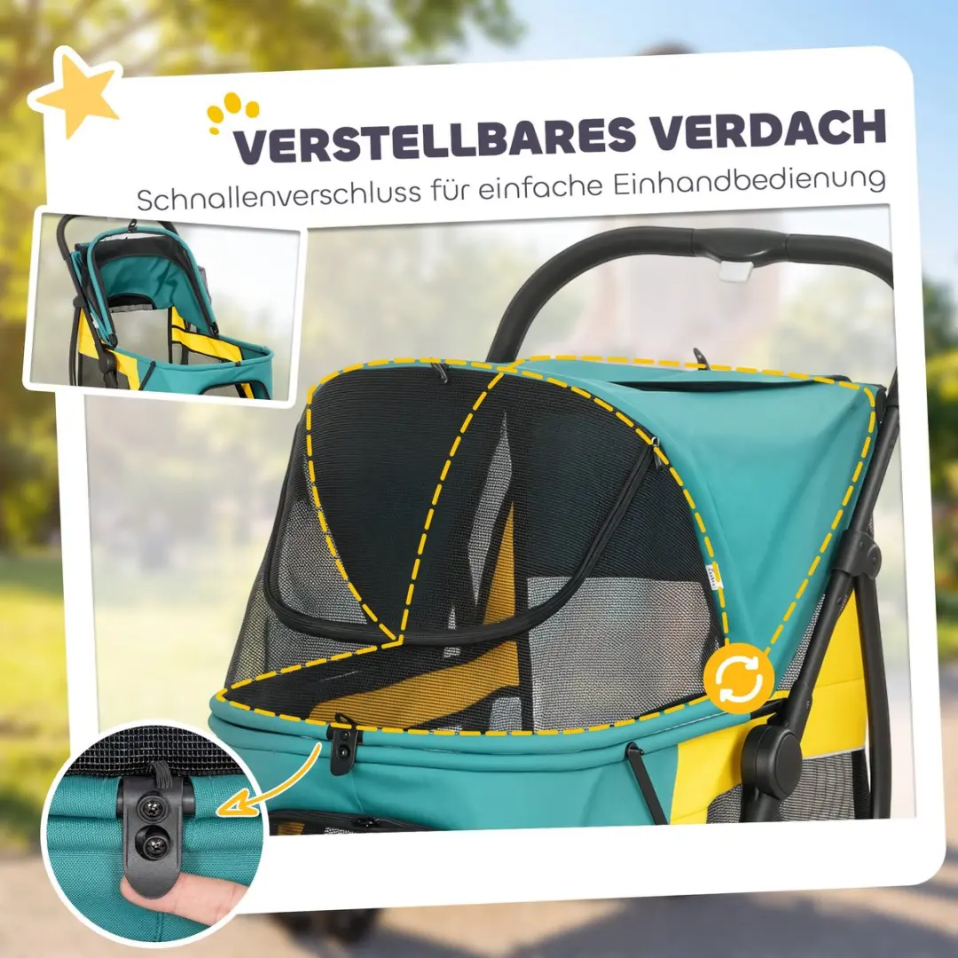 Pawhut Hondenwagen 92L Donkergroen - Metaal
