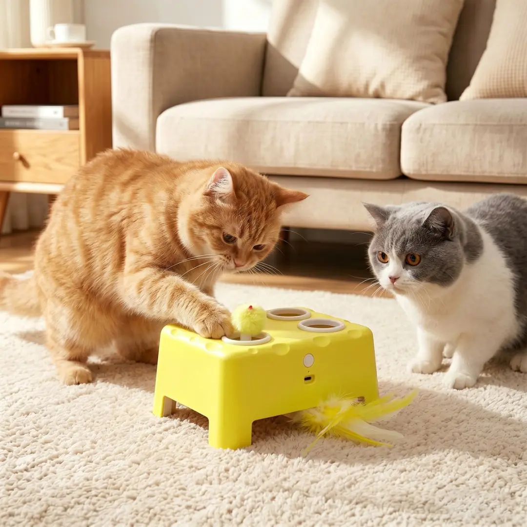 Pawhut Kattenspeelgoed ABS Geel/Wit