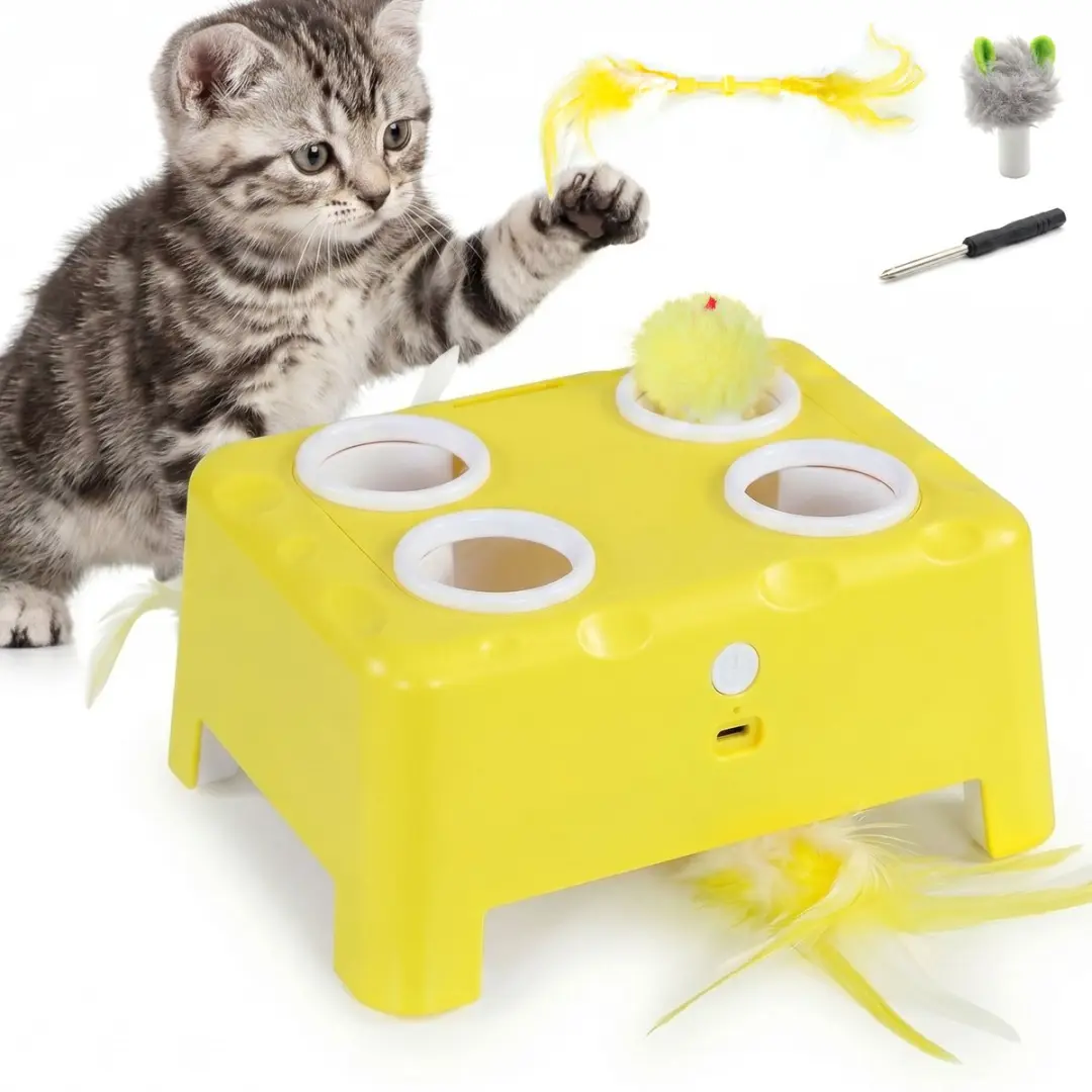 Pawhut Kattenspeelgoed ABS Geel/Wit