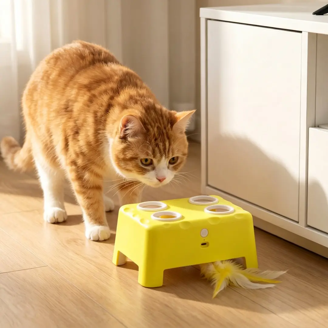 Pawhut Kattenspeelgoed ABS Geel/Wit