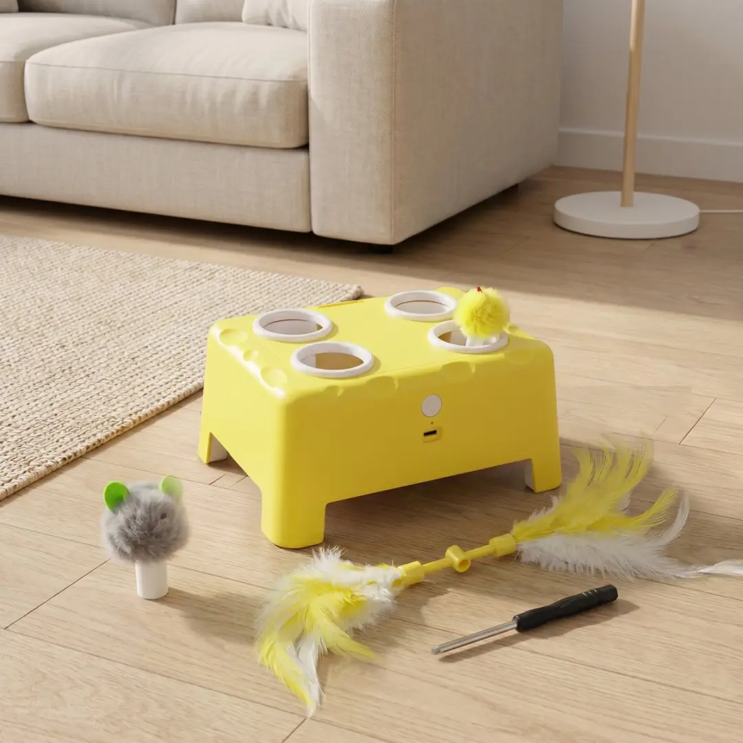Pawhut Kattenspeelgoed ABS Geel/Wit