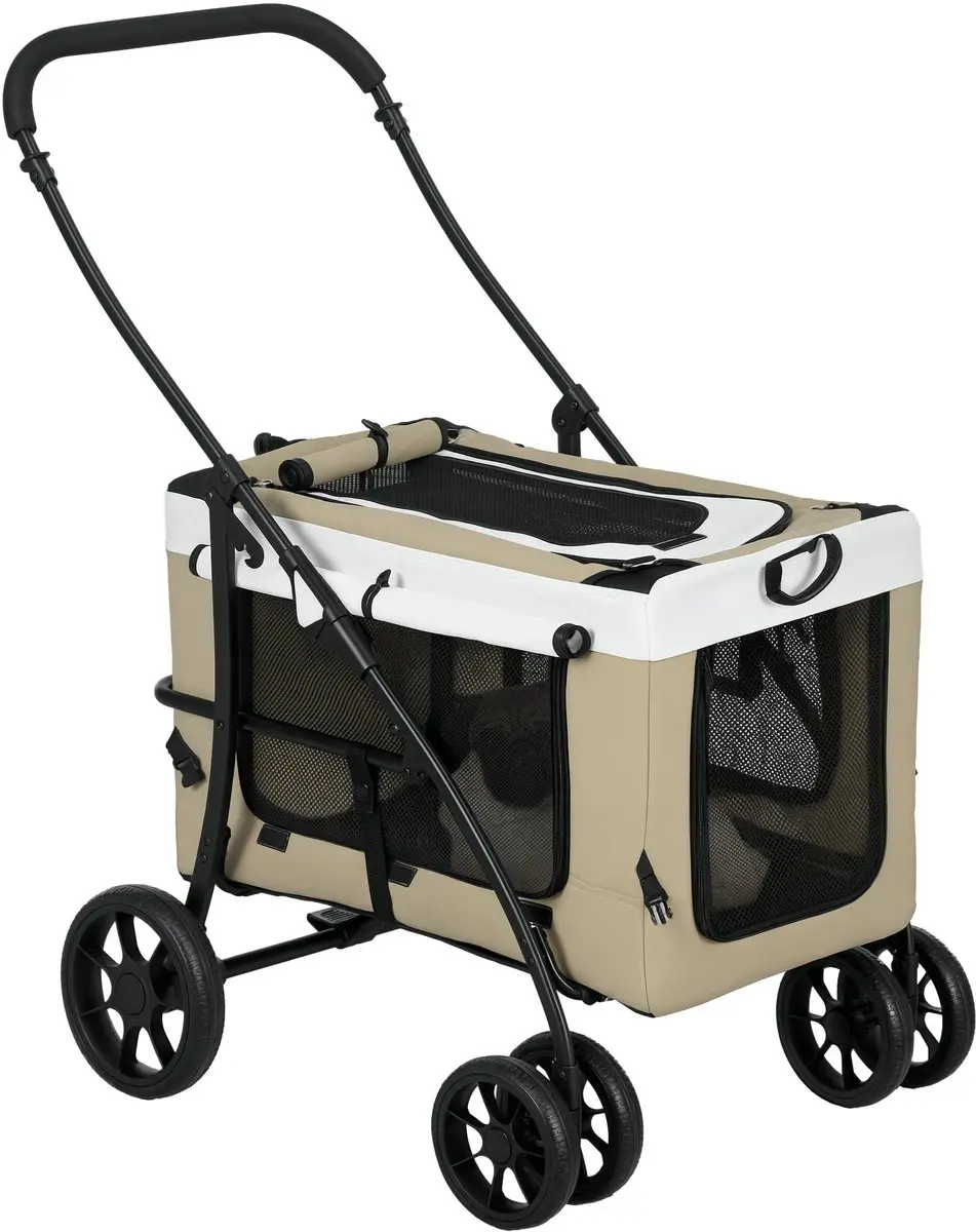 Pawhut 2-in-1 Hondenbuggy Kattenwagen Khaki