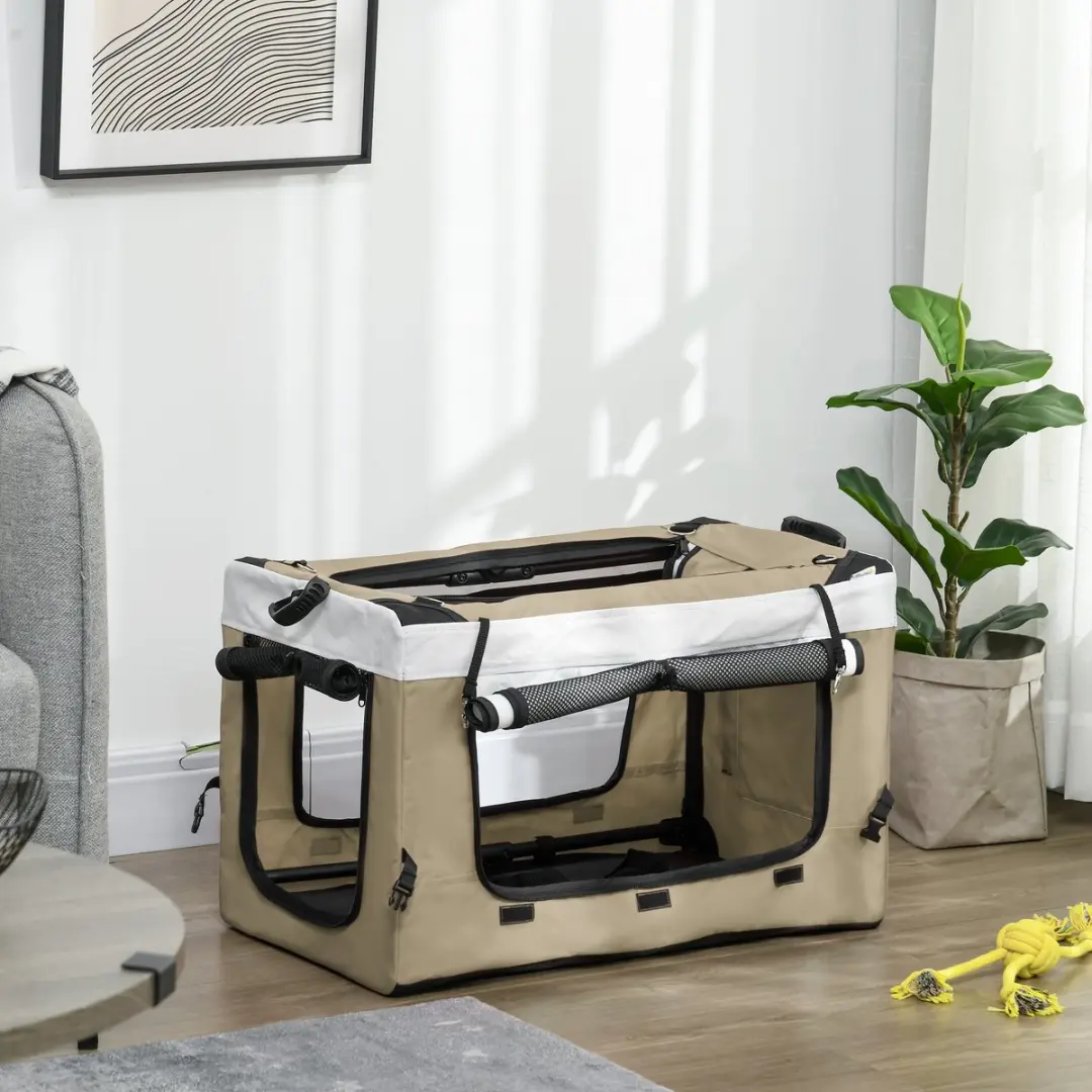 Pawhut 2-in-1 Hondenbuggy Kattenwagen Khaki - tot 10kg