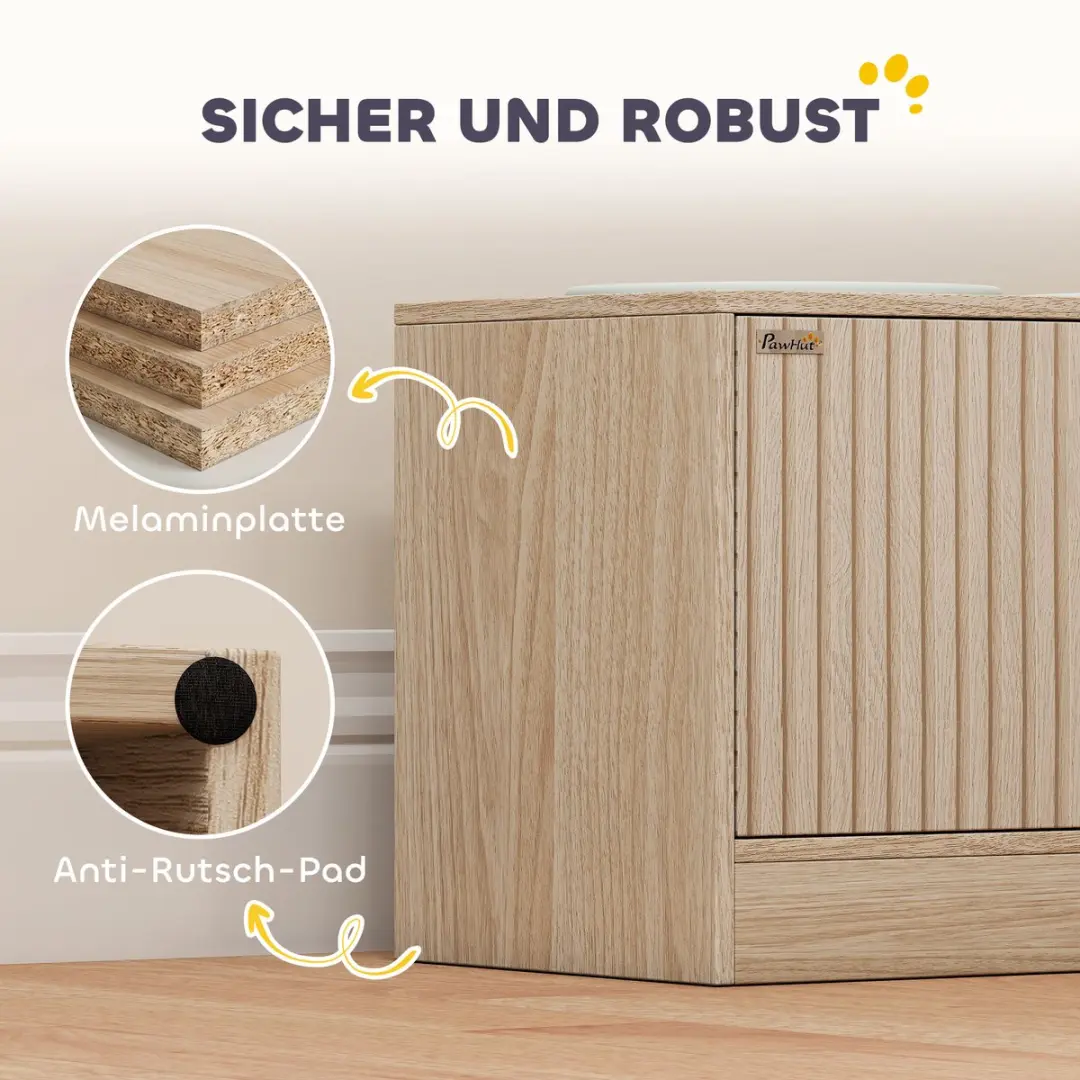 Pawhut Hondenvoerstation Eiken - 60L x 30B x 35,5H cm