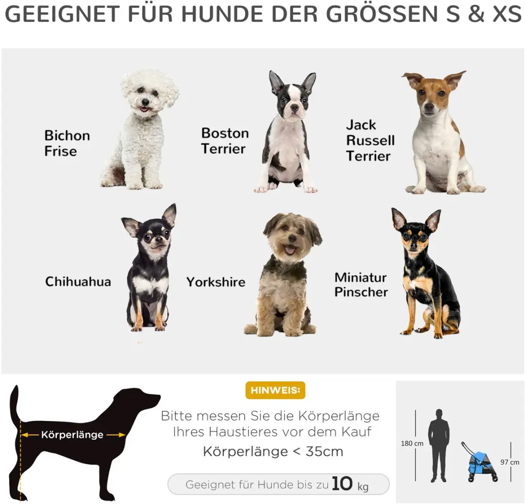 Pawhut Hundebuggy Blau - Tot 10 kg - Kattenwagen met Meshvenster