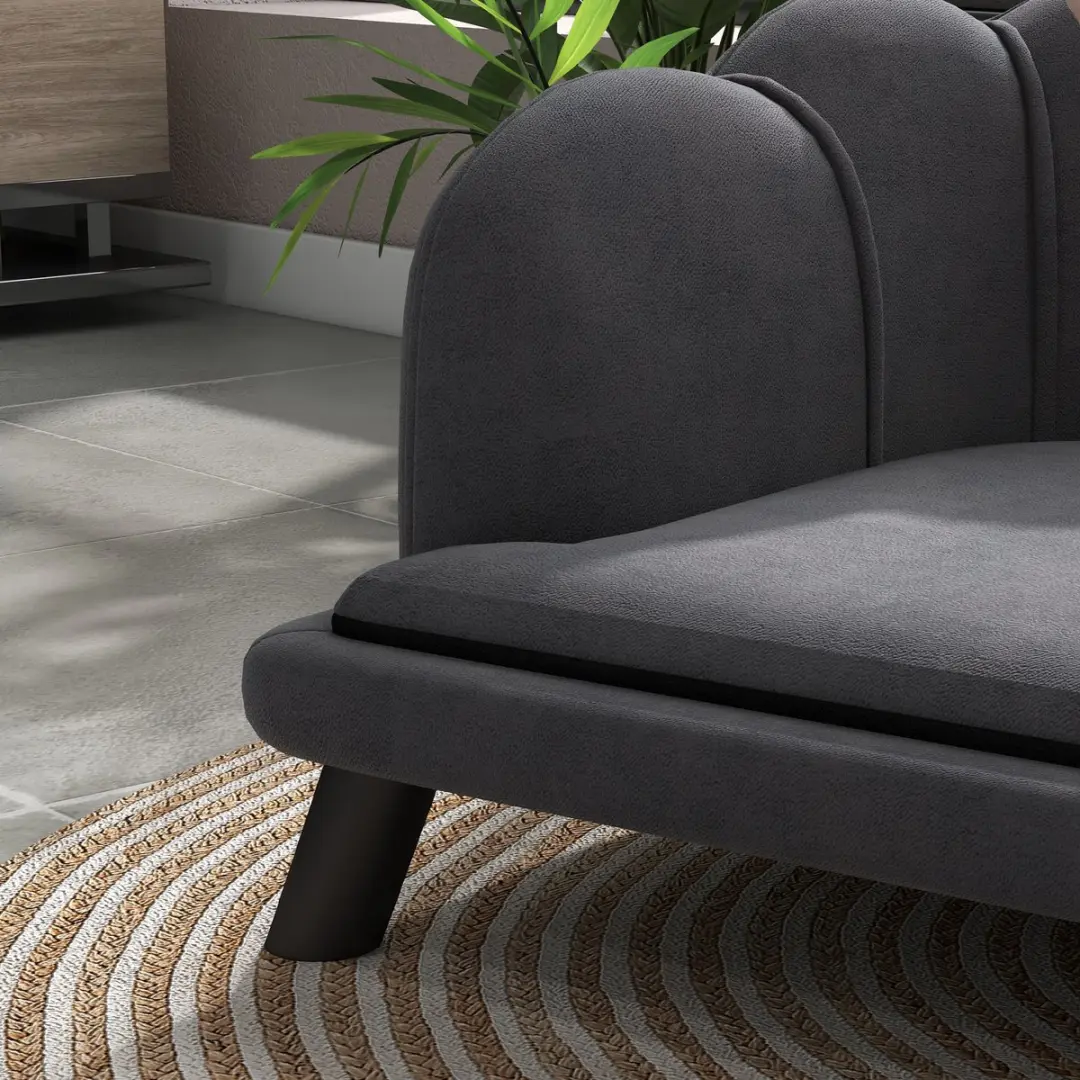 Pawhut Hondenbank met Rugleuning - Zachte Bekleding Grijs