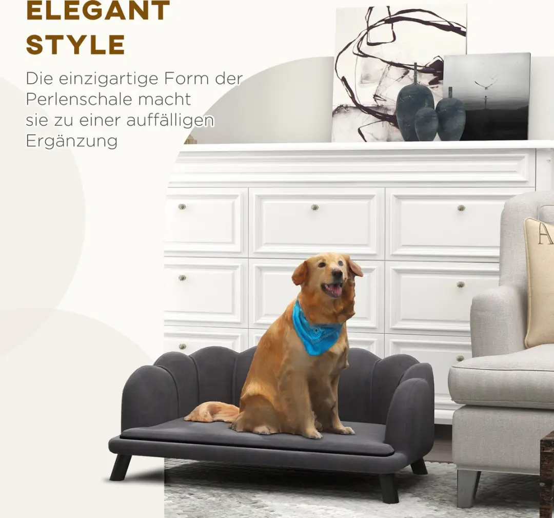 Pawhut Hondenbank met Rugleuning - Zachte Bekleding Grijs