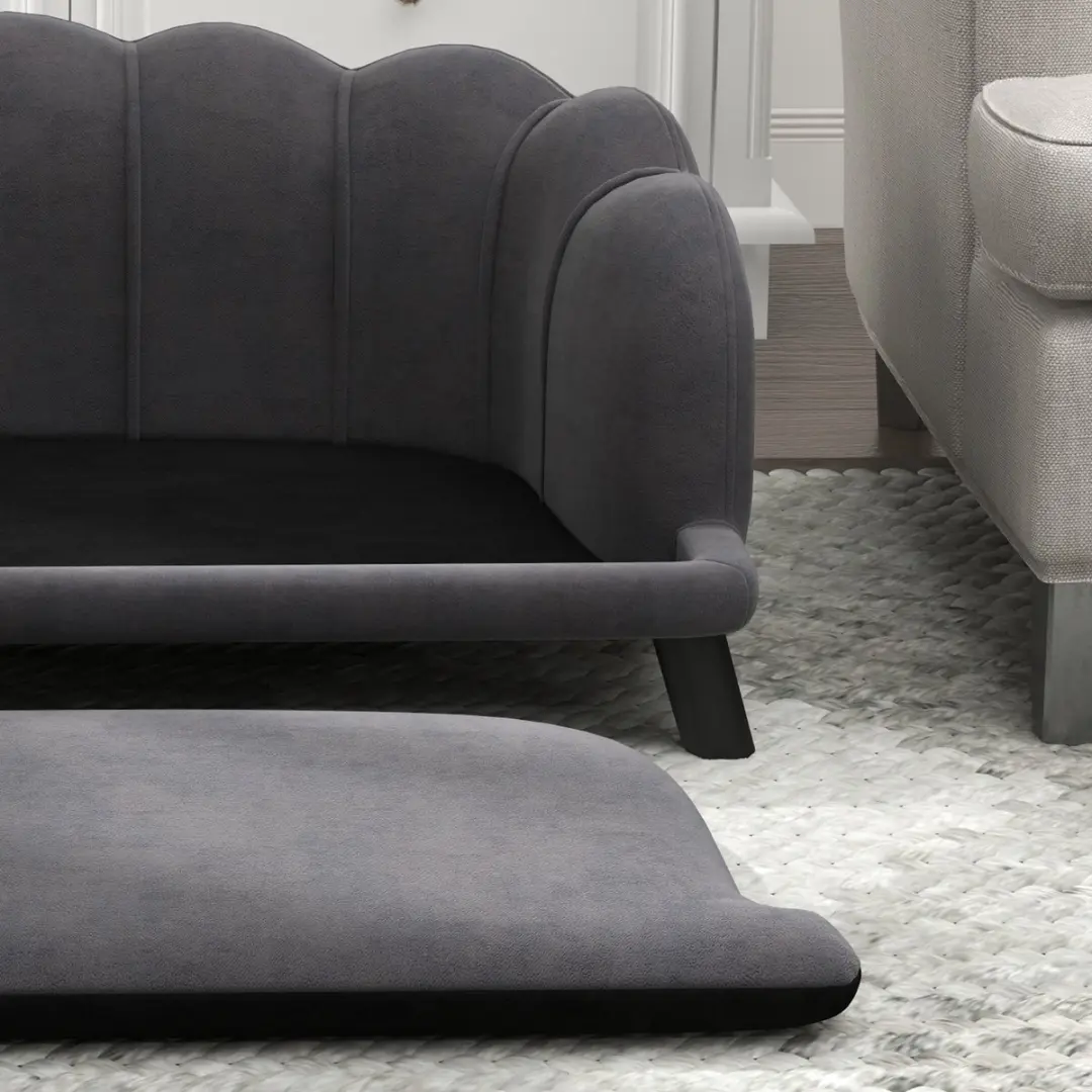 Pawhut Hondenbank met Rugleuning - Zachte Bekleding Grijs