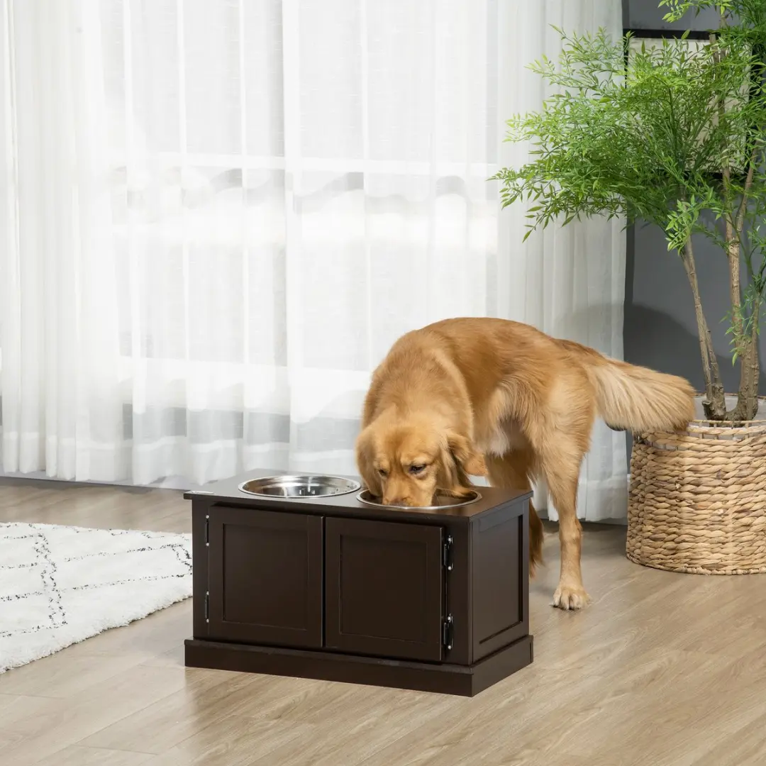 Pawhut Verhoogde Voerbak D08-035V00 - 24cm - Bruin