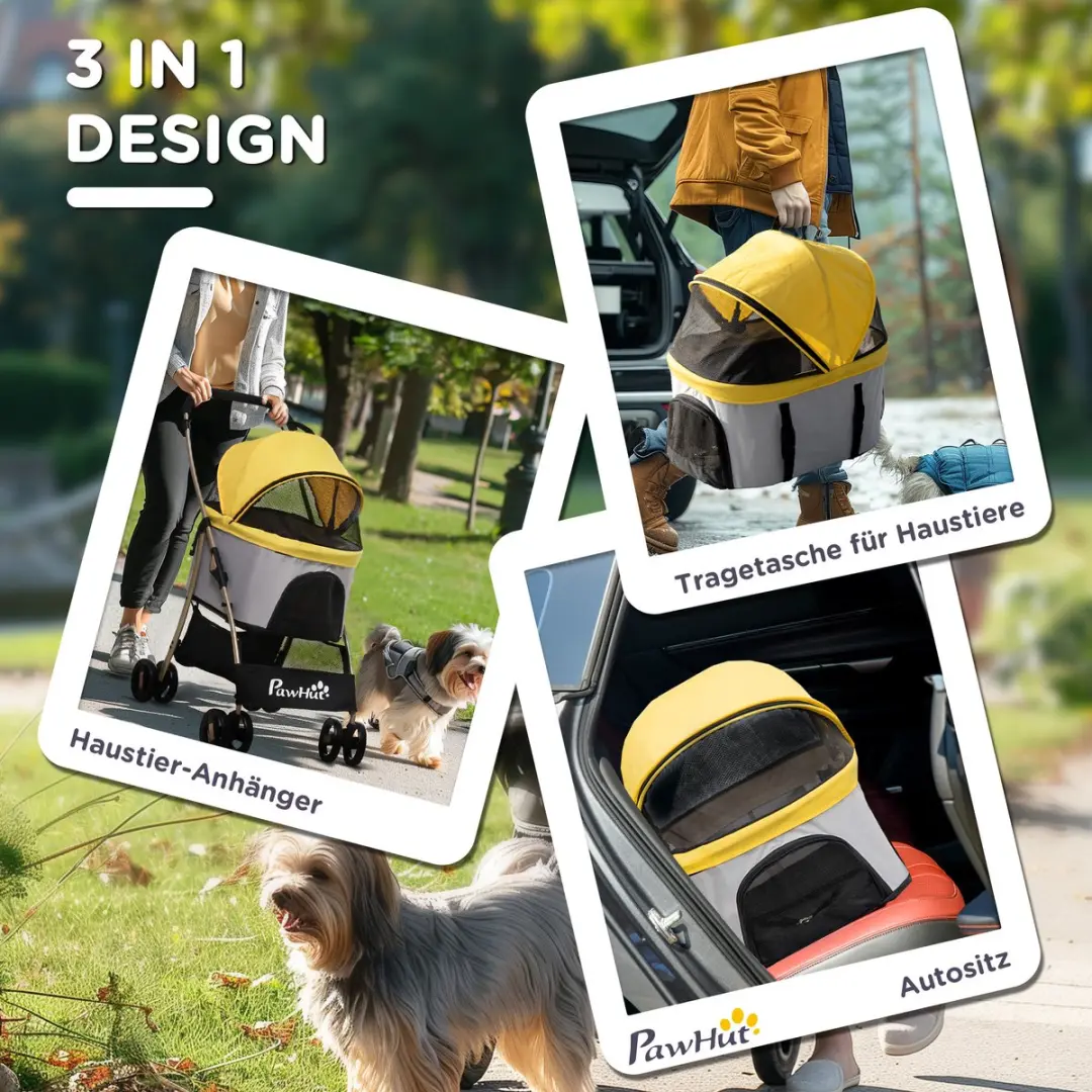Pawhut Hundewagen 2-in-1 Foldbaar - Gelb