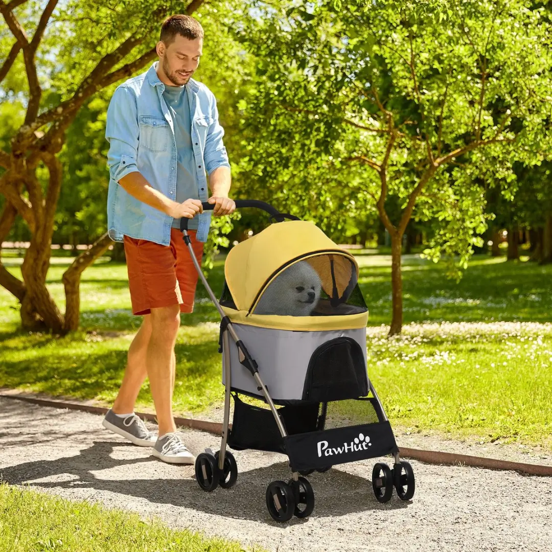 Pawhut Hundewagen 2-in-1 Foldbaar - Gelb