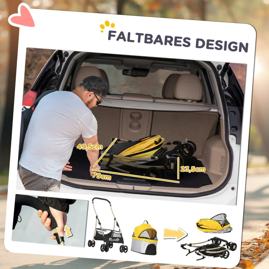 Pawhut Hundewagen 2-in-1 Foldbaar - Gelb