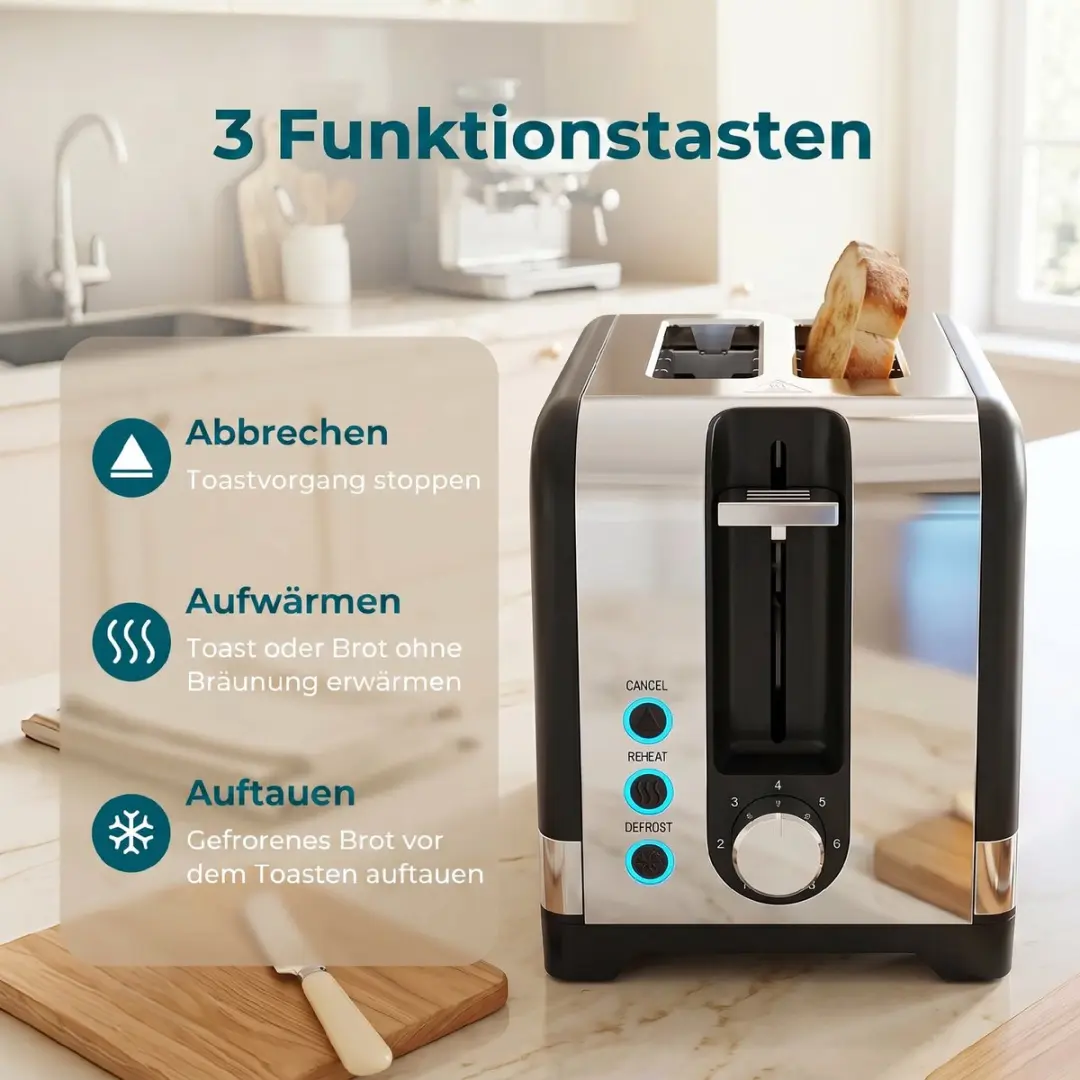 Homcom 2-slice Toaster 930W - Zwart