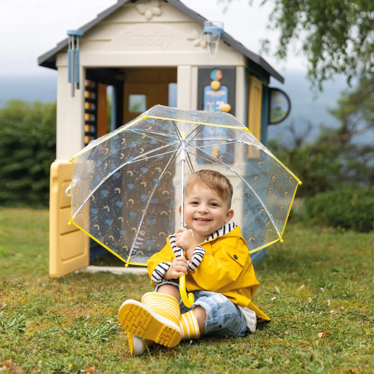 Smoby 4 Seasons Playhouse 7600810731 Speelhuis - Windmeter/Regenmeter - Wit/Blauw/Grijs/Geel