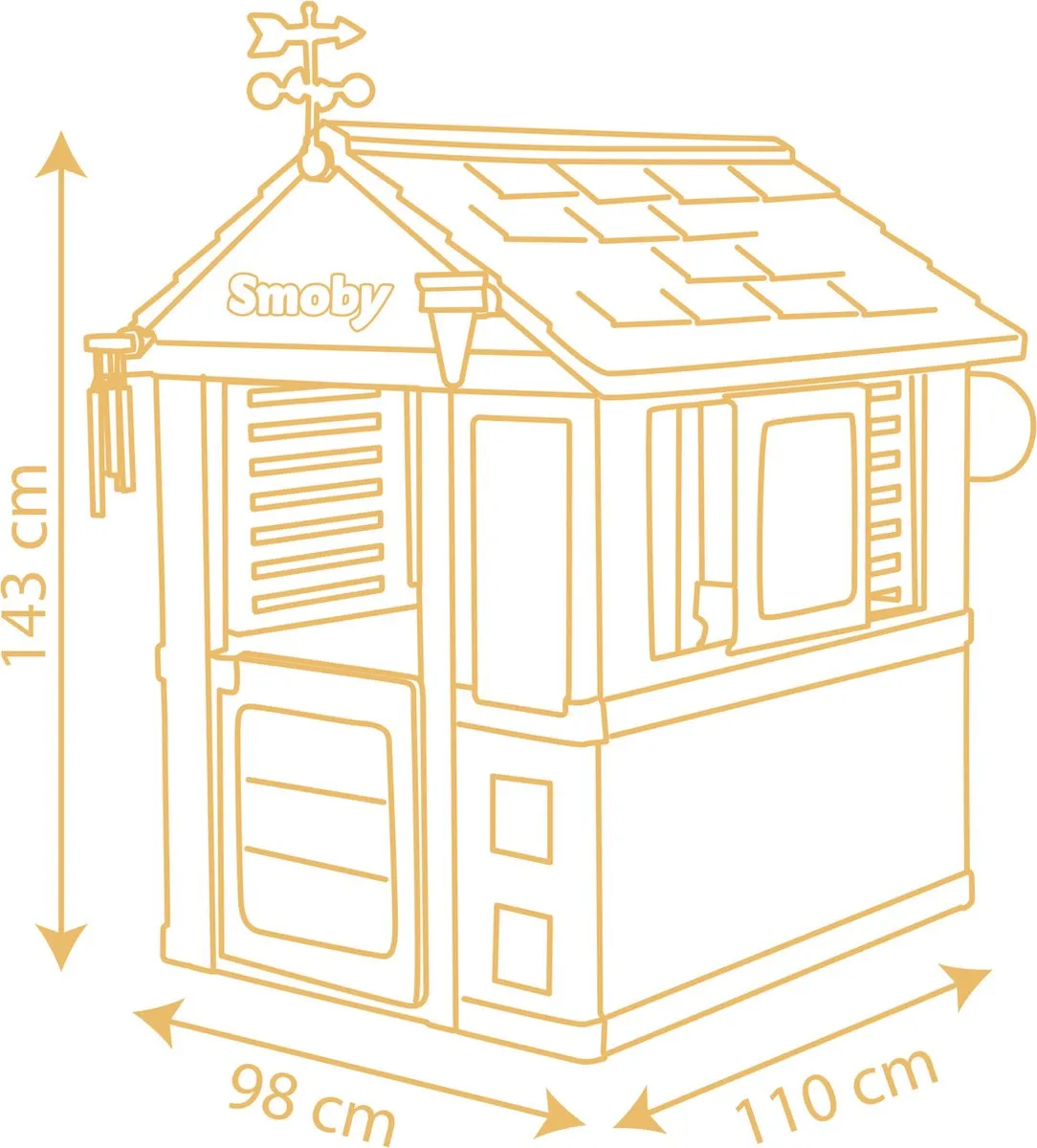 Smoby 4 Seasons Playhouse 7600810731 Speelhuis - Windmeter/Regenmeter - Wit/Blauw/Grijs/Geel