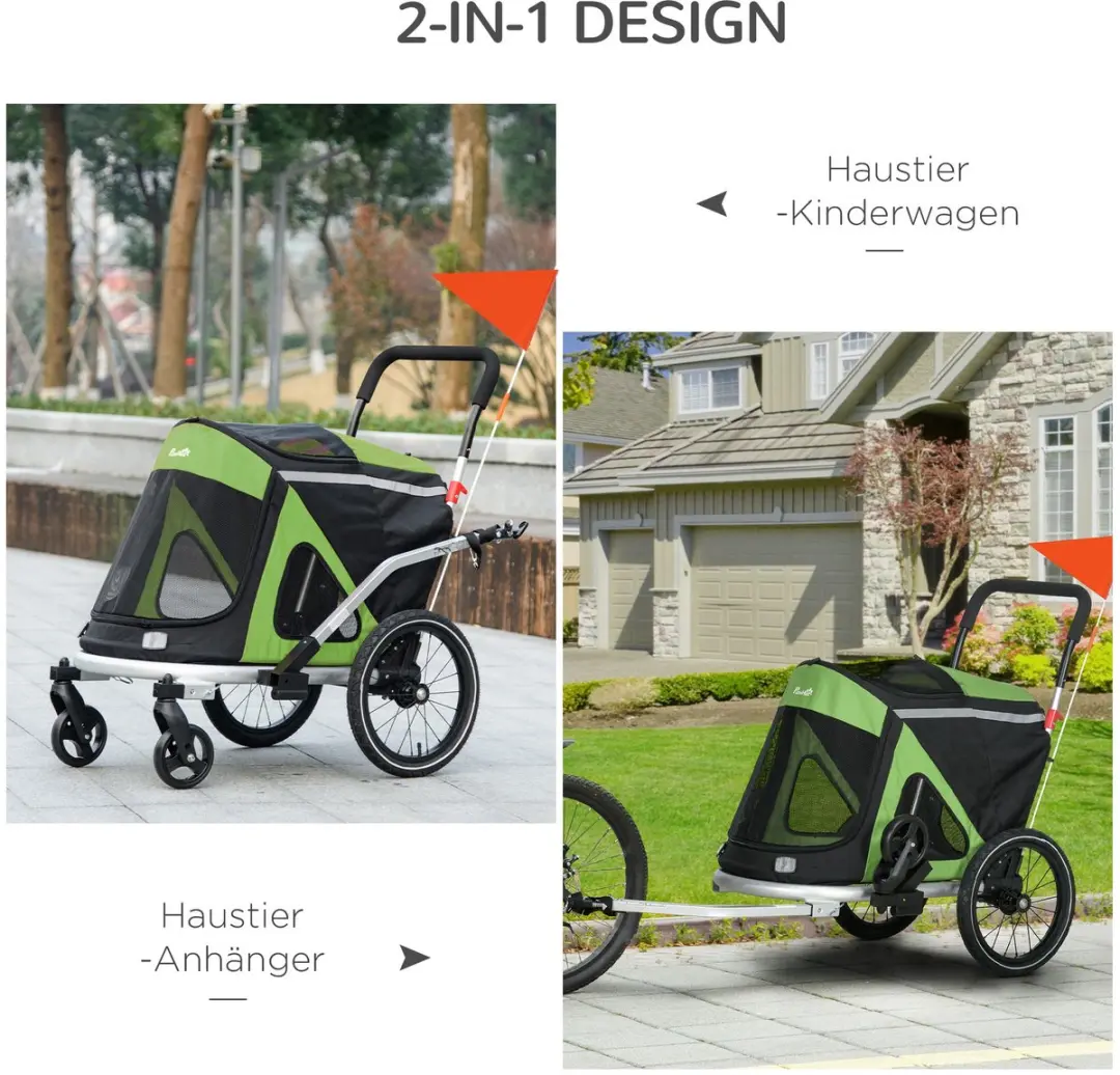 Pawhut Hundeanhänger D00-186V00 - Groen