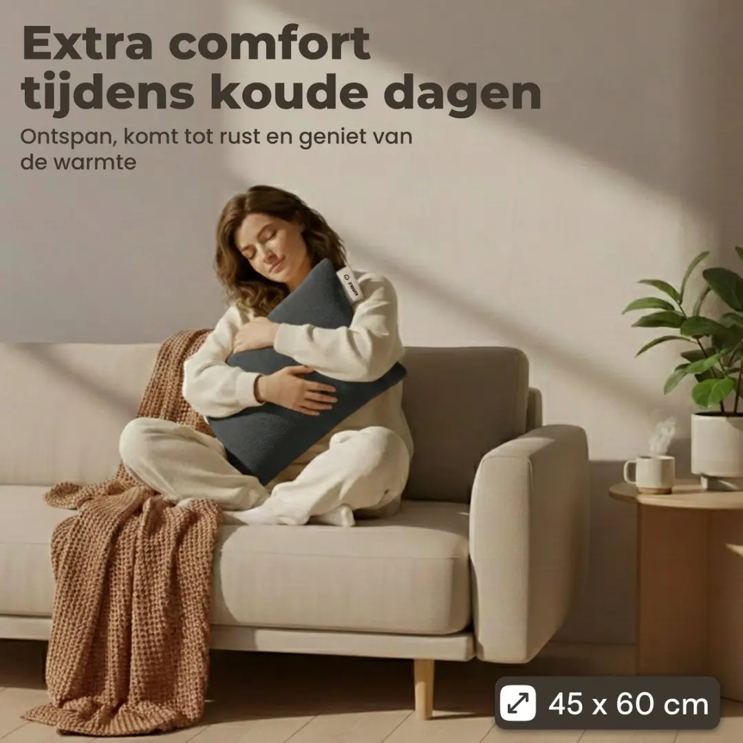 Kuddle Warmtekussen Oplaadbaar Cozy Grey 45x60cm - 3 standen