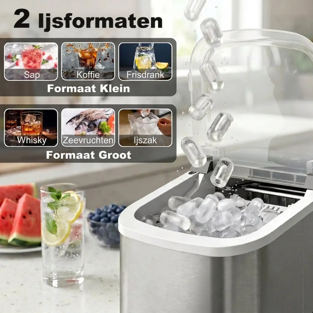 Homcom Zelfreinigende IJsblokjesmachine T1005-01-11065 - 12kg/24u - 9 Stuks
