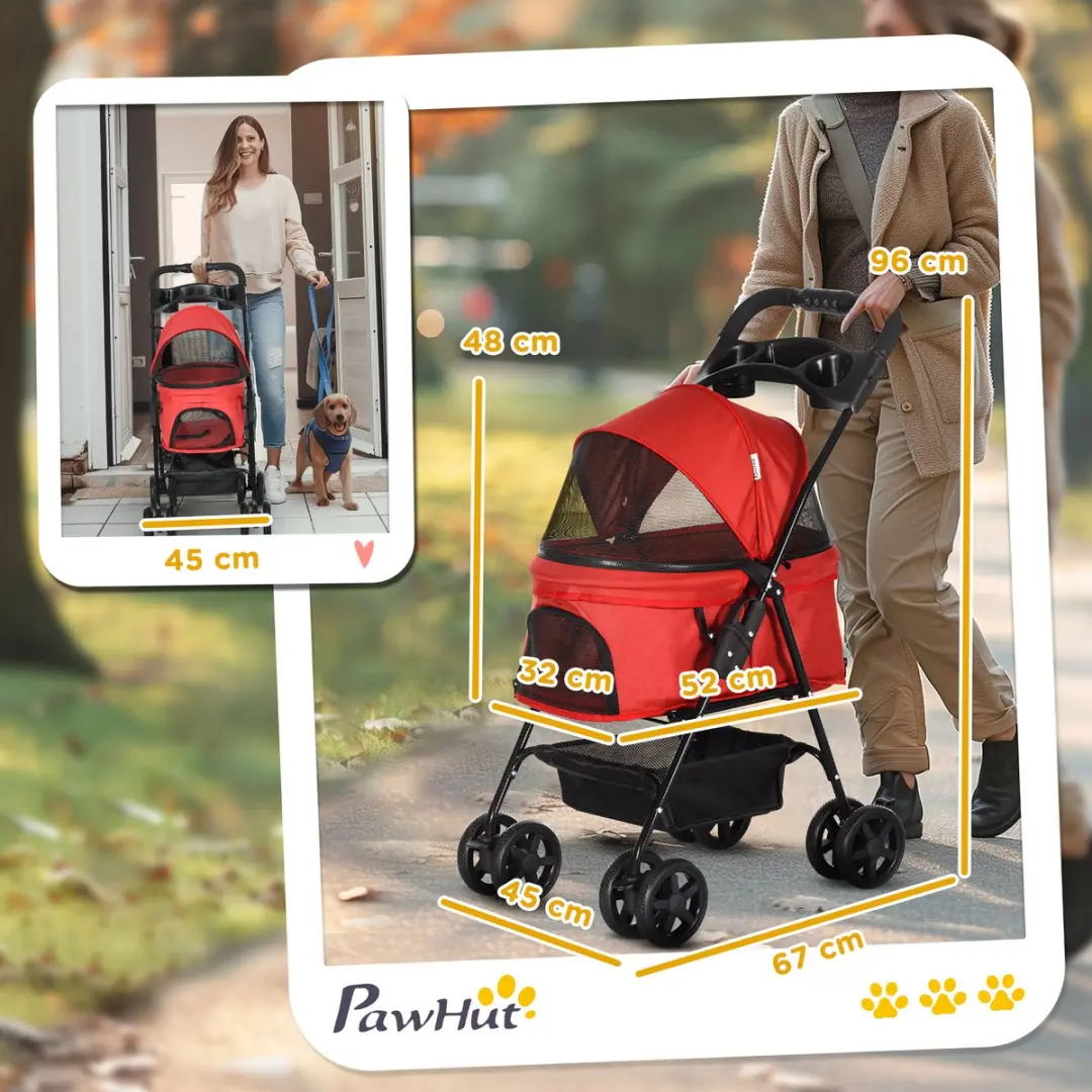 Pawhut Huisdierenbuggy - Rood