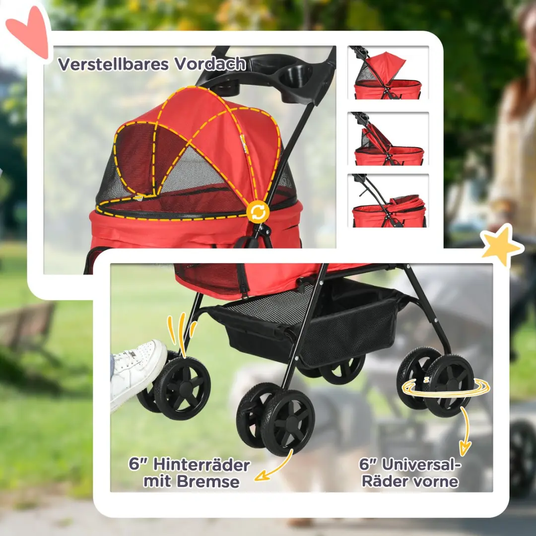 Pawhut Huisdierenbuggy - Rood