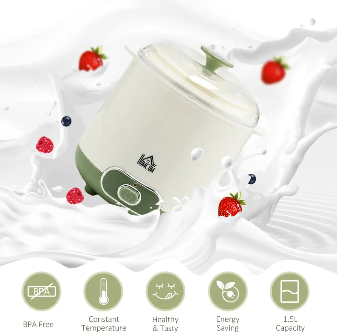Homcom Yoghurtmaker 20W - Wit - 800-176V90WT - afbeelding 6 van 6