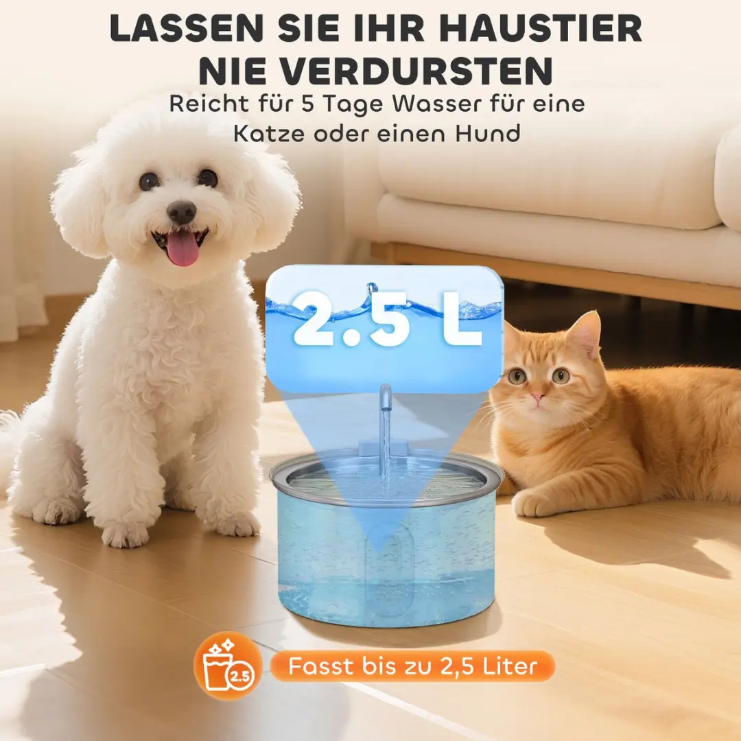 Pawhut Waterfontein Roestvrij Staal Ø19,4cm - Zilver