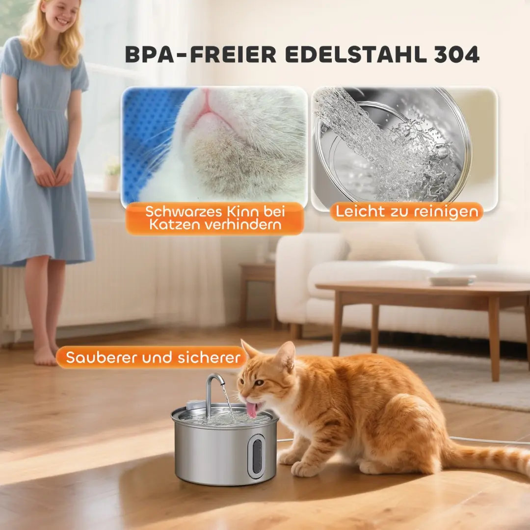 Pawhut Waterfontein Roestvrij Staal Ø19,4cm - Zilver - afbeelding 6 van 6
