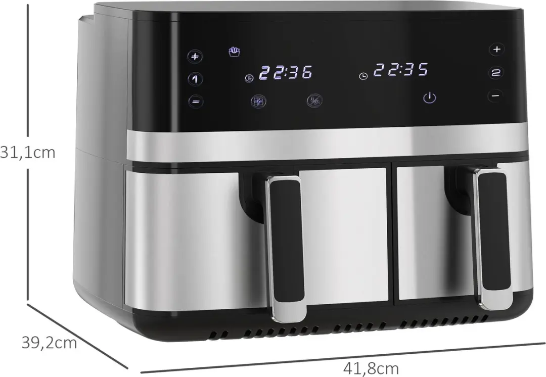 Homcom Heißluftfritteuse 2700W - 8 Programma's - 41,8L - Zwart