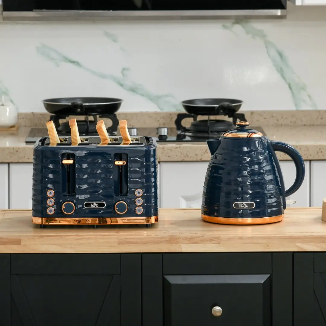 Homcom Waterkoker & Broodrooster Set 2200W - 7 Programma's - Blauw
