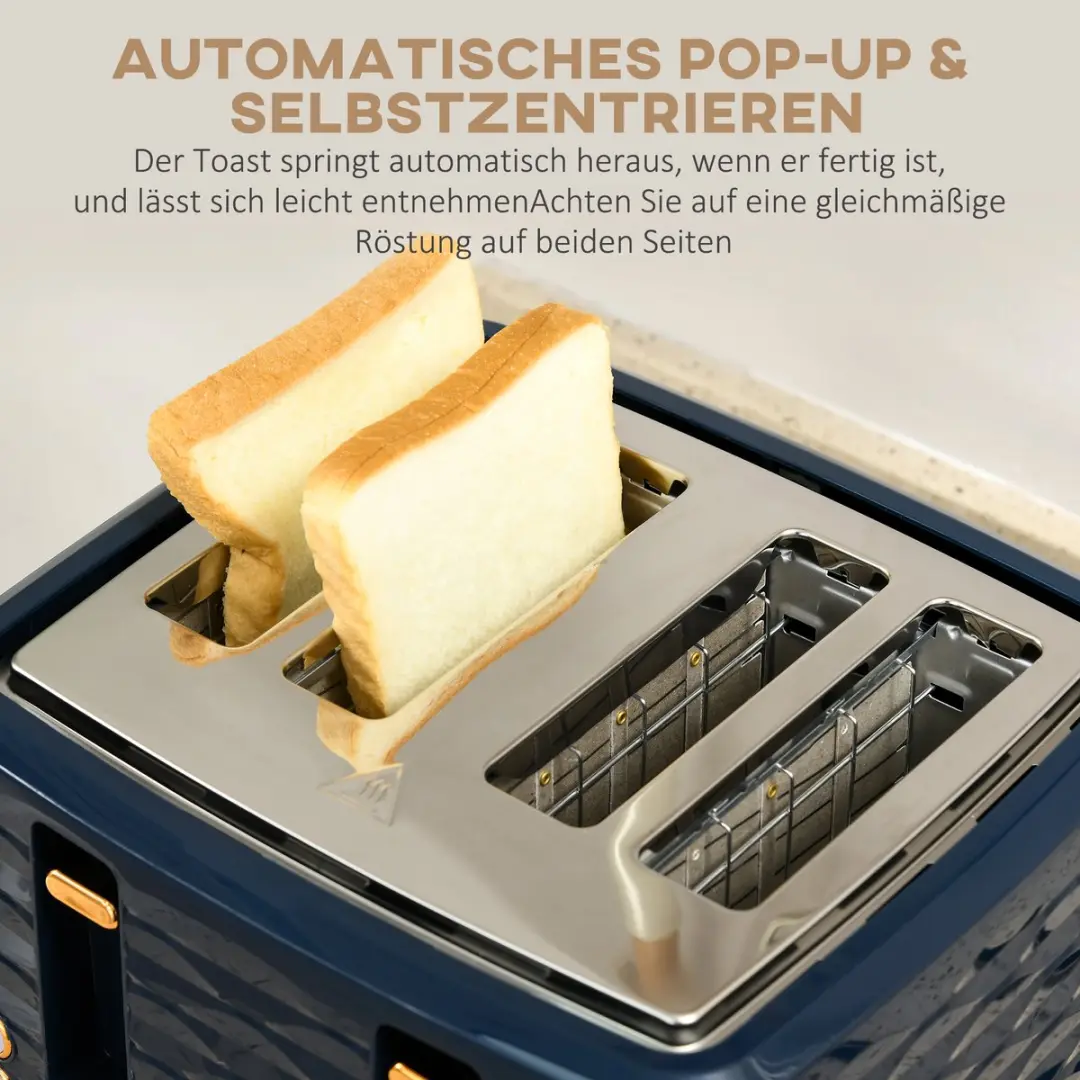 Homcom Waterkoker & Broodrooster Set 2200W - 7 Programma's - Blauw
