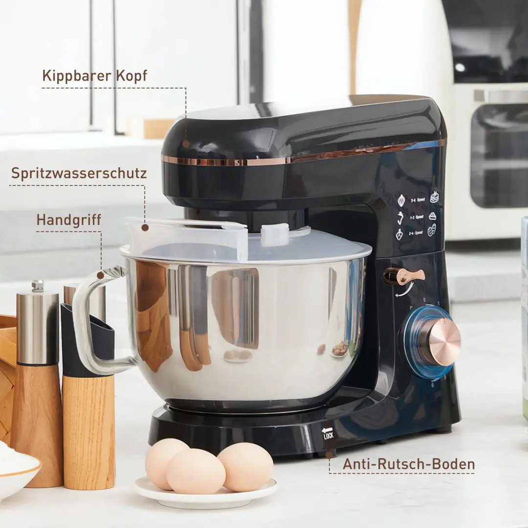 Homcom Keukenmachine 1400W - 41L - Inclusief accessoires - Zwart