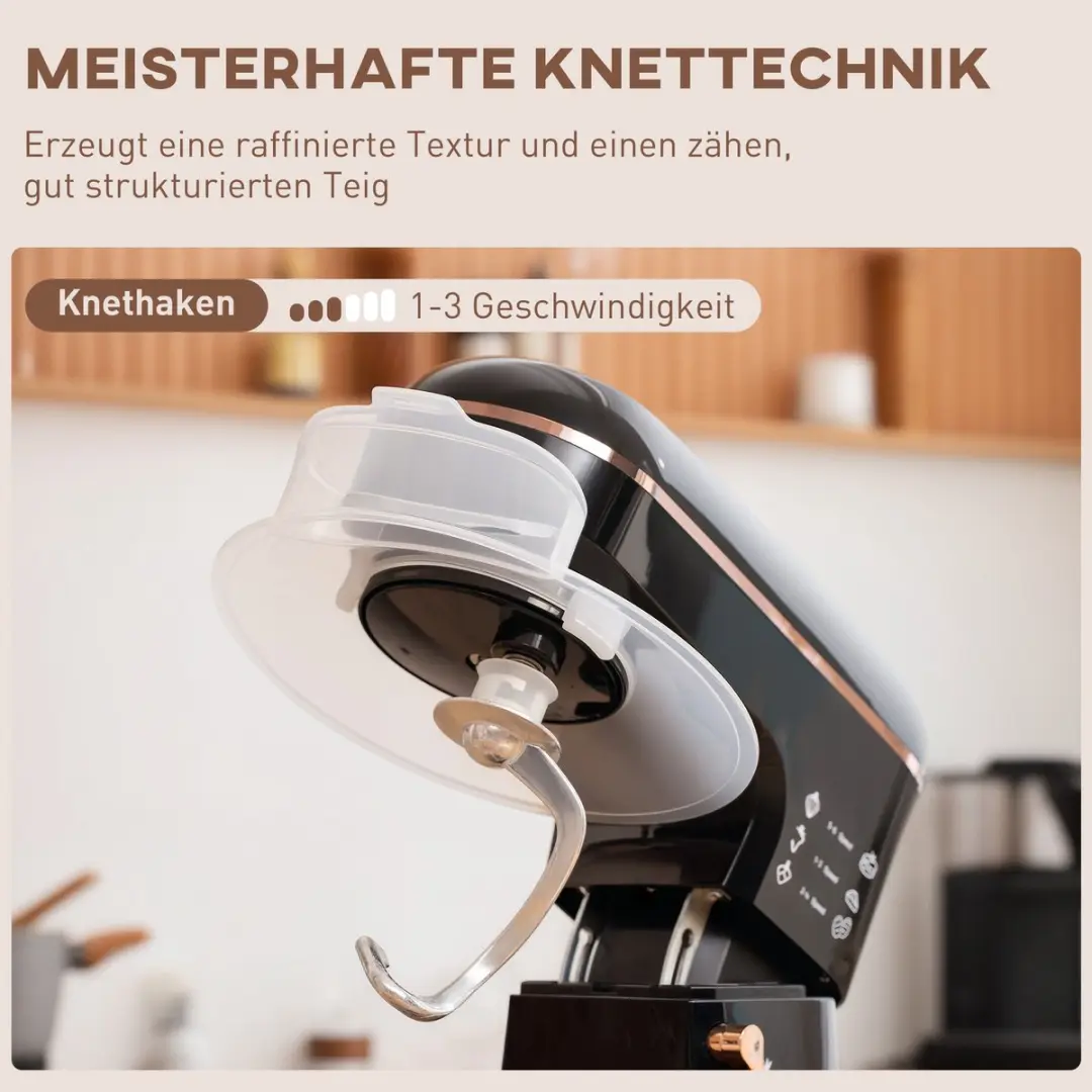 Homcom Keukenmachine 1400W - 41L - Inclusief accessoires - Zwart - afbeelding 6 van 6