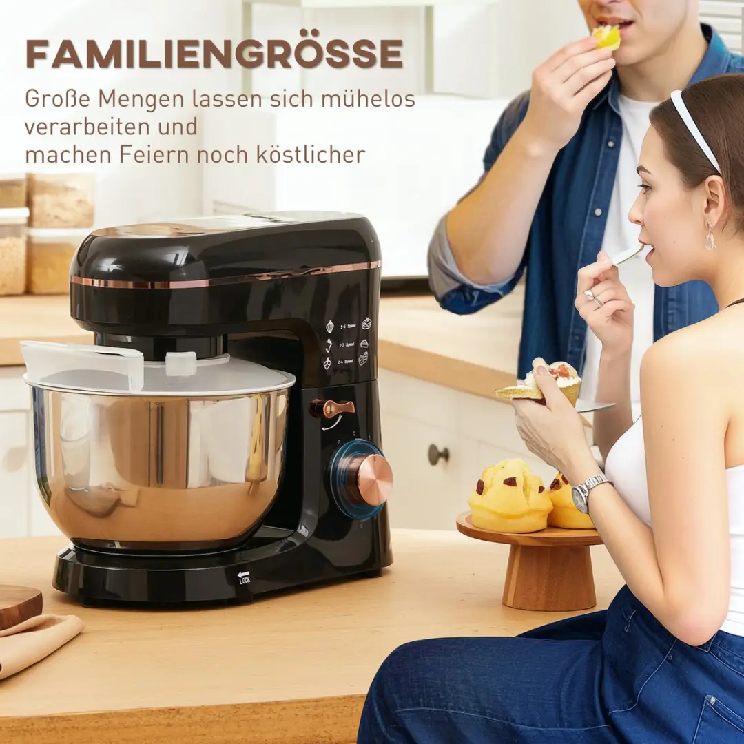 Homcom Keukenmachine 1400W - 41L - Inclusief accessoires - Zwart
