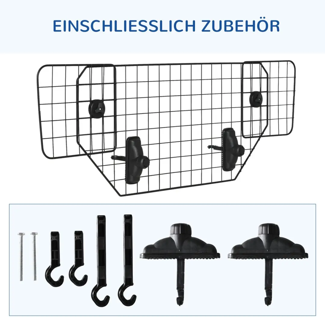 Pawhut Auto Kofferruimgitter 90-120 x 40,5cm - Zwart