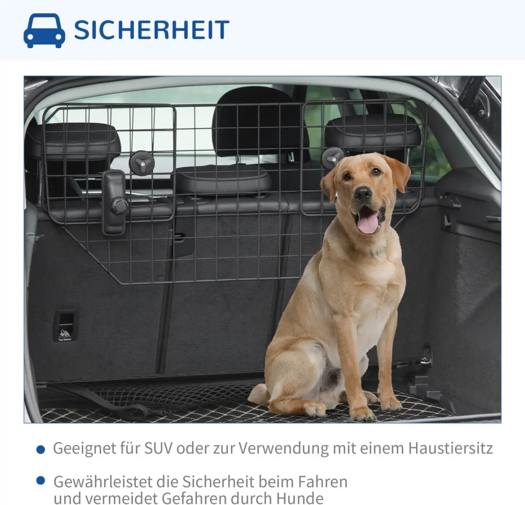 Pawhut Auto Kofferruimgitter 90-120 x 40,5cm - Zwart